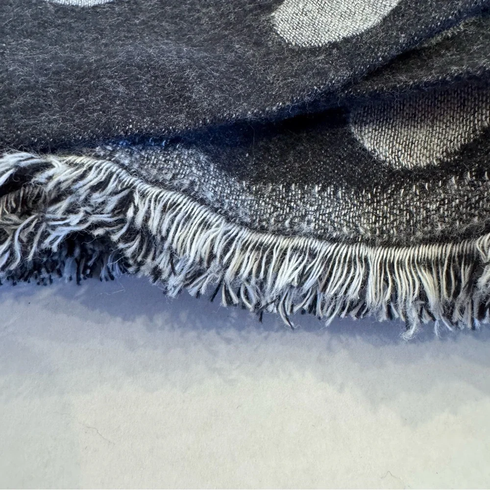 NEW LOFT Polka Dot Reversible Grey and Black Scarf Wrap Casual Cotton Blend NWT